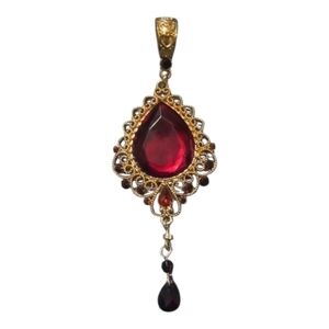 Red Open filigree large teardrop Pendant